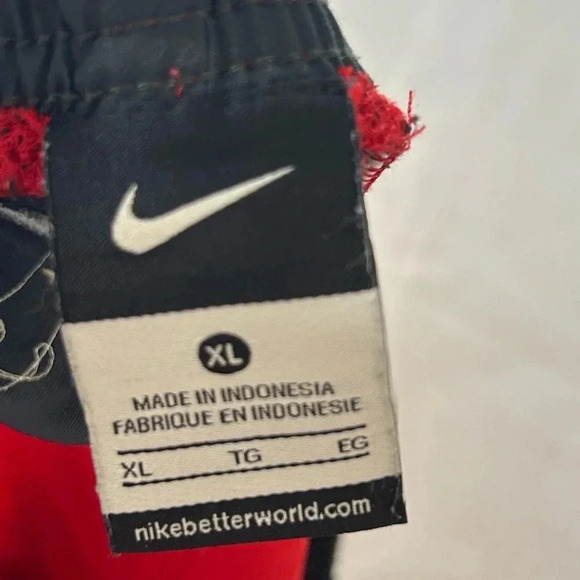 Nike Board Shorts Swim Trunks Flat Front Bright Red Swoosh - Picture 2 of 6